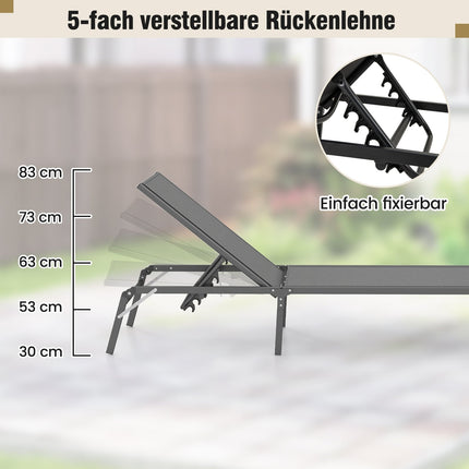 Folding Sun Lounger, 5-Position Backrest, 160kg Capacity