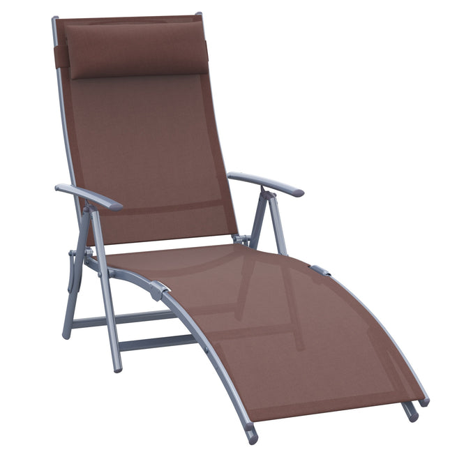 Klappbare Gartenliege mit bequemer brauner Auflage
