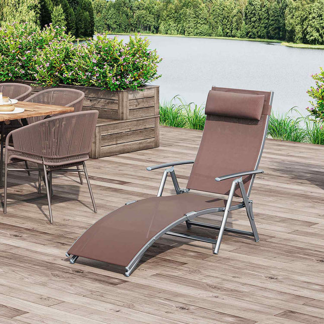 Klappbare Gartenliege mit bequemer brauner Auflage