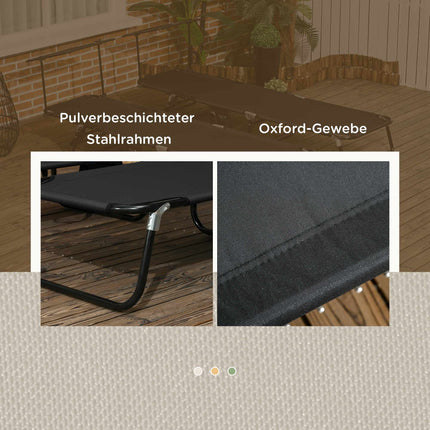 Folding Sun Lounger Set with Canopy, Adjustable Backrest
