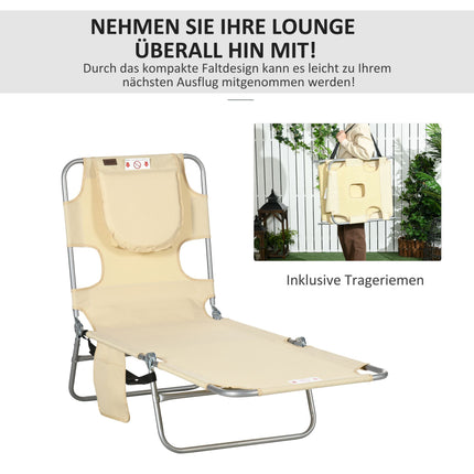 Klappbare Sonnenliege mit verstellbarer Rückenlehne und Gesichtsöffnung