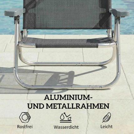 Folding Sun Lounger with Adjustable Canopy and Pillow