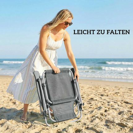 Folding Sun Lounger with Adjustable Canopy and Pillow