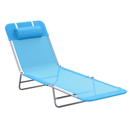 Klappliege mit Kissen, verstellbarer Rückenlehne, Blau
