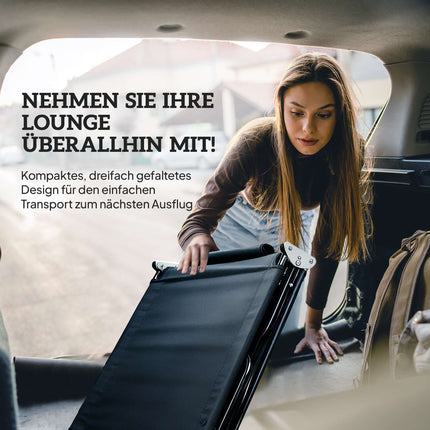 Klappbare Sonnenliege mit Gesichtsöffnung, schwarz, Stahlrahmen