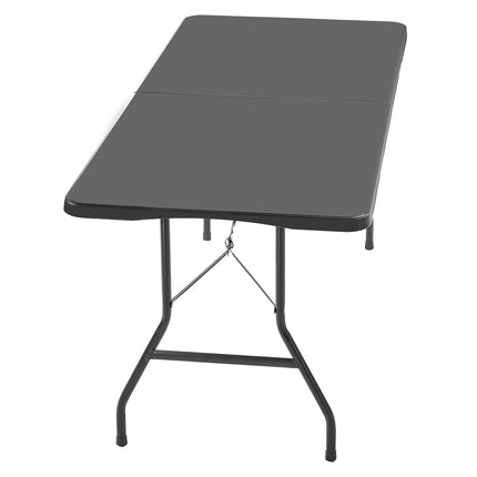 Folding Table, 6 Ft Heavy Duty HDPE, Fold-In-Half, Black