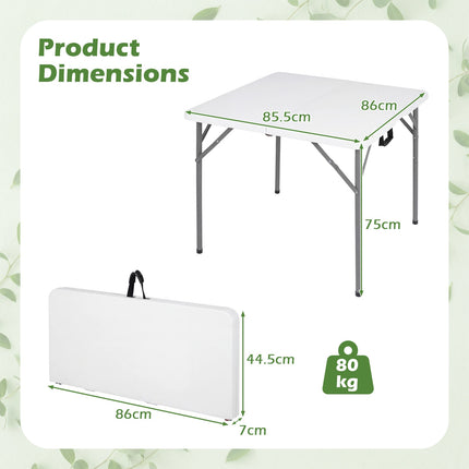 Klapptisch 86 cm quadratisch, Tragegriff, Metallbeine