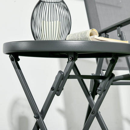 Black glass top folding side table - 45x45x50 cm Camping