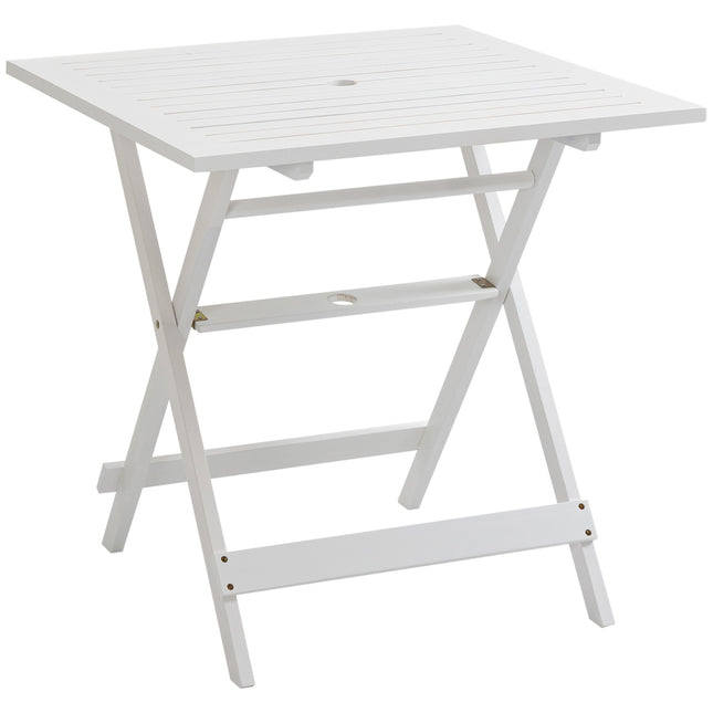 Folding side table with parasol holder, poplar wood, 70cm