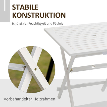 Klappbarer Beistelltisch mit Sonnenschirmhalter, Pappelholz, 70cm