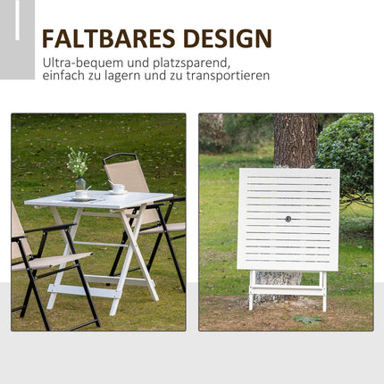 Klappbarer Beistelltisch mit Sonnenschirmhalter, Pappelholz, 70cm