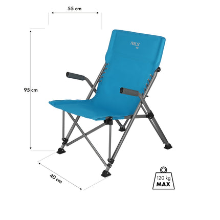 Klappbarer Campingstuhl, Blau, Kompakt und Tragbar