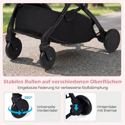 Folding Travel Stroller with Rain Cover, Adjustable Backrest