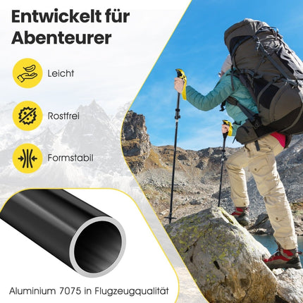 Faltbare Trekkingstöcke, Quick Lock, 115-130 cm, Gelb