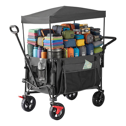 Faltbarer Bollerwagen mit Dach, 200L Fassungsvermögen, 150kg Traglast