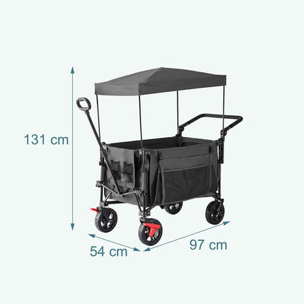 Faltbarer Bollerwagen mit Dach, 200L Fassungsvermögen, 150kg Traglast