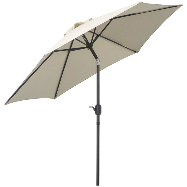 Beiger Aluminium-Gartenschirm – 2,7 m, Handkurbel