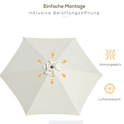 Beiger Aluminium-Gartenschirm – 2,7 m, Handkurbel