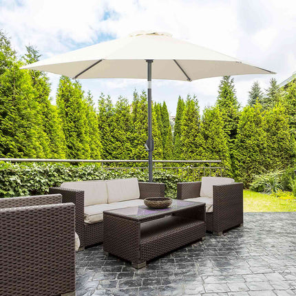 Beiger Aluminium-Gartenschirm – 2,7 m, Handkurbel