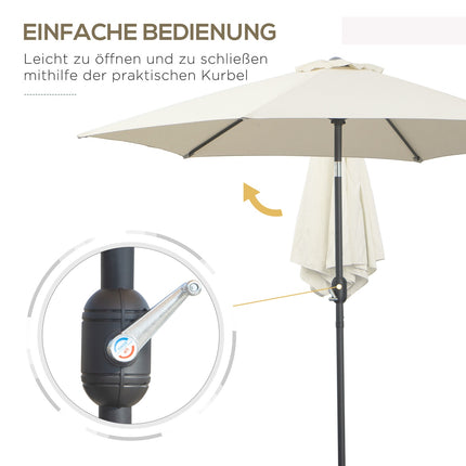 Beiger Aluminium-Gartenschirm – 2,7 m, Handkurbel