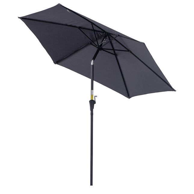 Grauer klappbarer Gartenschirm - Aluminium, Handkurbel, 2,7 m