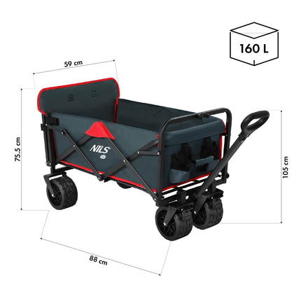 Faltbarer Bollerwagen, Anthrazit, 160 l Fassungsvermögen