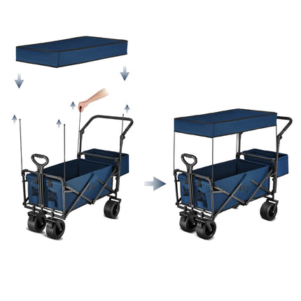 Folding Wagon, Blue, 120L Capacity