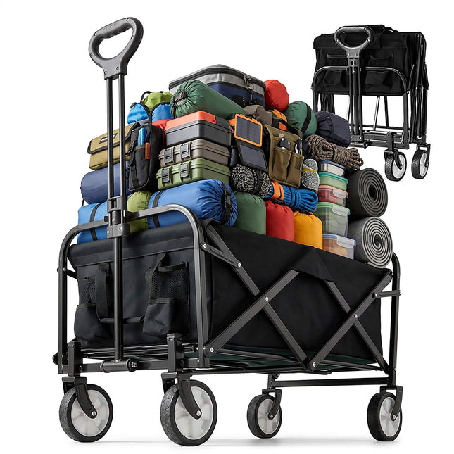 Folding Wagon for Beach, Camping, Shopping – Large Capacity