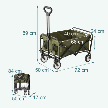 Faltbarer Bollerwagen für Strand, Camping, Einkäufe, großes Fassungsvermögen