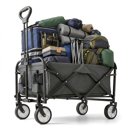 Folding Wagon with Adjustable Handle and Large Capacity