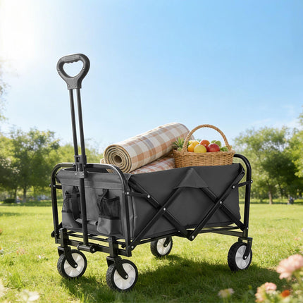Folding Wagon with Adjustable Handle and Large Capacity