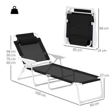 Folding Weatherproof Garden Lounger, Adjustable Backrest