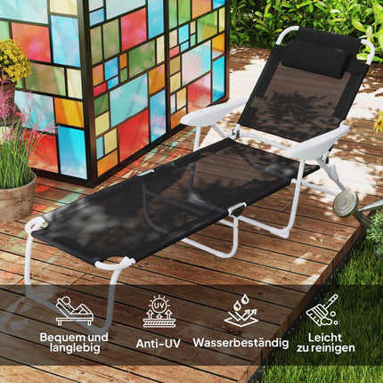 Folding Weatherproof Garden Lounger, Adjustable Backrest