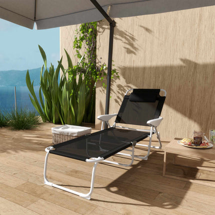 Folding Weatherproof Garden Lounger, Adjustable Backrest