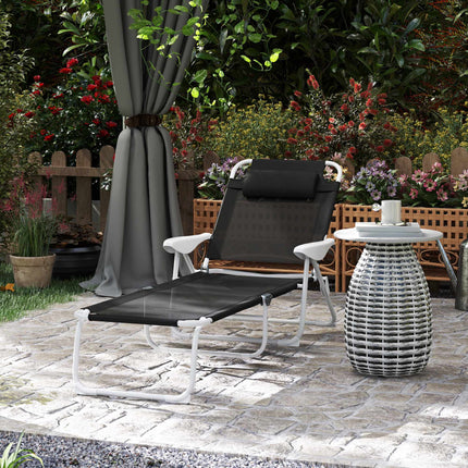Folding Weatherproof Garden Lounger, Adjustable Backrest