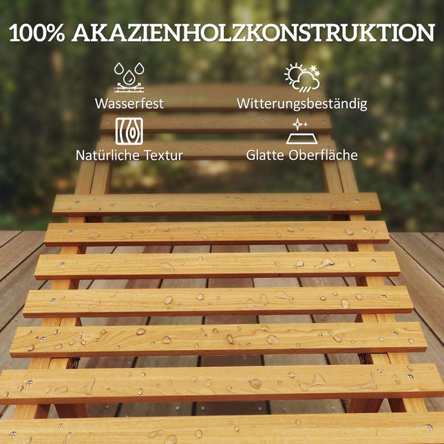 Klappbare wetterfeste Holzliege mit Kissen, Beige
