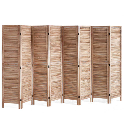 Folding Wood Room Divider, 8 Panel 66.9 In Louvered Screen
