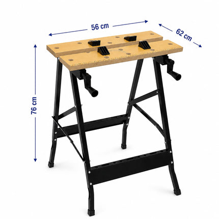 Folding Workbench with Clamping Jaws and Crank Adjustment, 100 kg Load