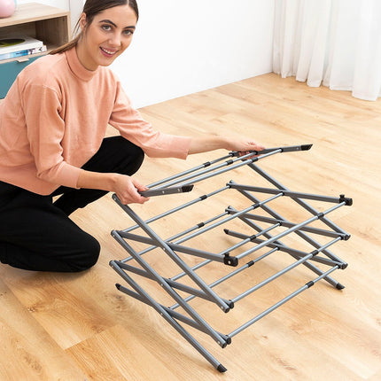 Zusammenklappbarer und ausziehbarer Wäschetrockner aus Metall mit 3 Ebenen Cloxy InnovaGoods 11 Stangen