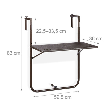 Folding balcony table