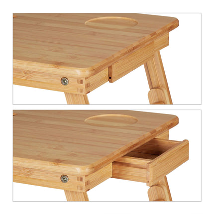 Table pliante en bambou pour ordinateur portable