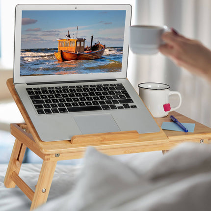 Table pliante en bambou pour ordinateur portable