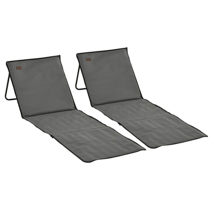 Lot de 2 tapis de plage, chaise longue pliable, chaise longue réglable, matelas de plage avec sac de transport, sac à magazines, acier, Oxford