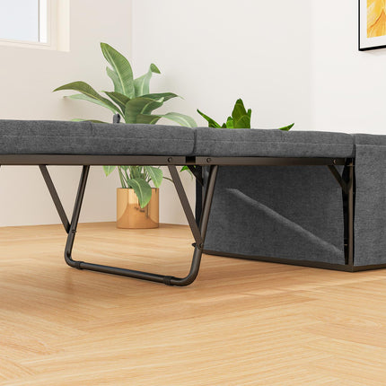 Opklapbed ca. 190x60 cm logeerbed met 8 cm schuimmatras, opvouwbaar reisbed, eenpersoonsbed voor volwassenen, metalen bed belastbaar tot 120 kg, opklapbed voor kantoor, logeerkamer, grijs