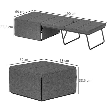 Opklapbed ca. 190x60 cm logeerbed met 8 cm schuimmatras, opvouwbaar reisbed, eenpersoonsbed voor volwassenen, metalen bed belastbaar tot 120 kg, opklapbed voor kantoor, logeerkamer, grijs