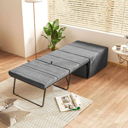Opklapbed ca. 190x60 cm logeerbed met 8 cm schuimmatras, opvouwbaar reisbed, eenpersoonsbed voor volwassenen, metalen bed belastbaar tot 120 kg, opklapbed voor kantoor, logeerkamer, grijs
