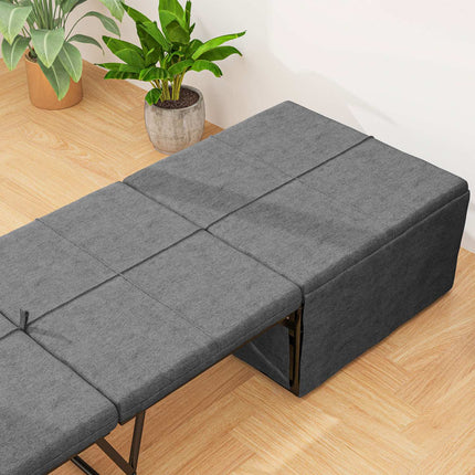 Opklapbed ca. 190x60 cm logeerbed met 8 cm schuimmatras, opvouwbaar reisbed, eenpersoonsbed voor volwassenen, metalen bed belastbaar tot 120 kg, opklapbed voor kantoor, logeerkamer, grijs