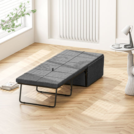 Opklapbed ca. 190x60 cm logeerbed met 8 cm schuimmatras, opvouwbaar reisbed, eenpersoonsbed voor volwassenen, metalen bed belastbaar tot 120 kg, opklapbed voor kantoor, logeerkamer, grijs