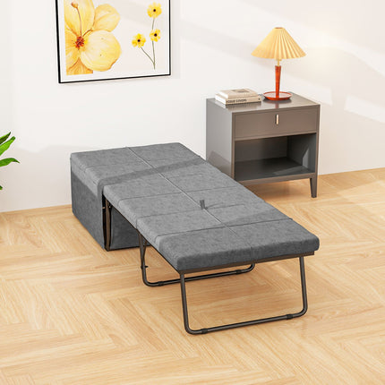 Opklapbed ca. 190x60 cm logeerbed met 8 cm schuimmatras, opvouwbaar reisbed, eenpersoonsbed voor volwassenen, metalen bed belastbaar tot 120 kg, opklapbed voor kantoor, logeerkamer, grijs