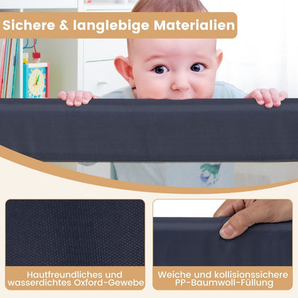 Klappbares Bettgitter mit verstellbaren &amp; Ein-Klick-Faltgurten Bettschutzgitter 150 x 42cm Grau